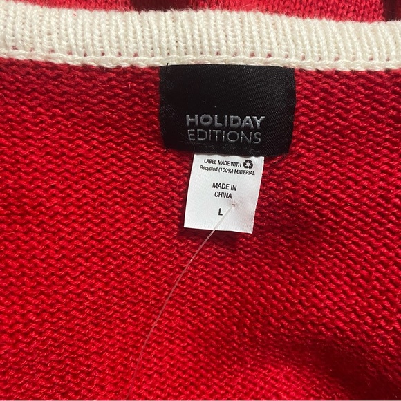 NEW Holiday Editions Red Black Knit Reindeer Christmas Cardigan - Picture 5 of 6